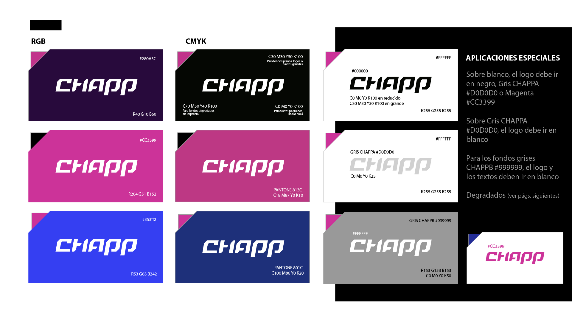 Paleta de colores y guideline de Chapp