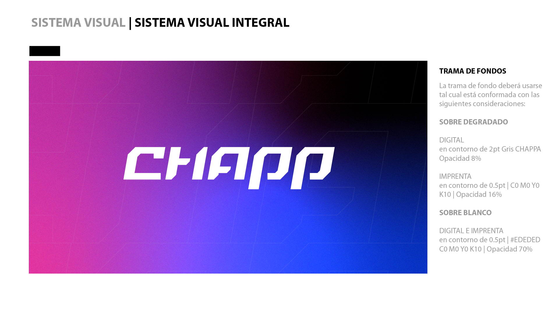 Logo Chapp blanco sobre fondo vaporwave