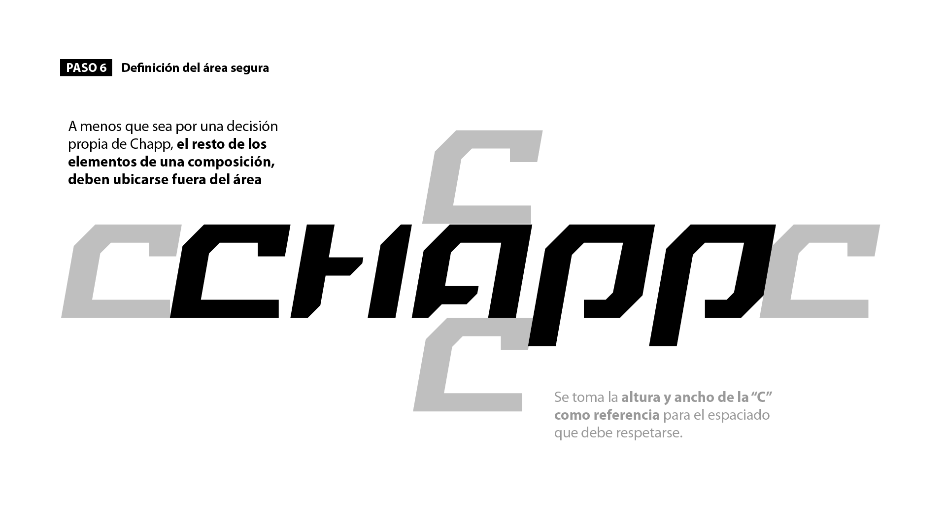 Logo Chapp negro y marcas del area segura