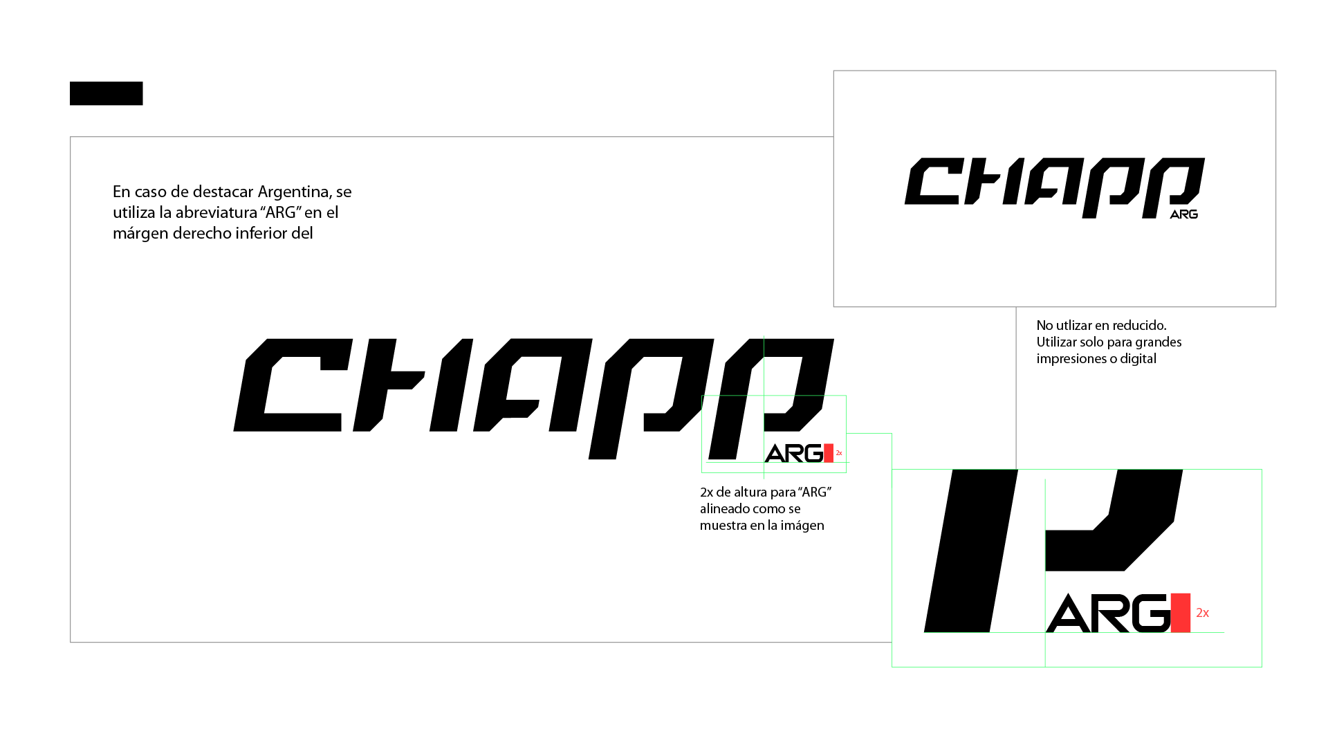Logo negro de Chapp, guia de uso con subtitulo ARG